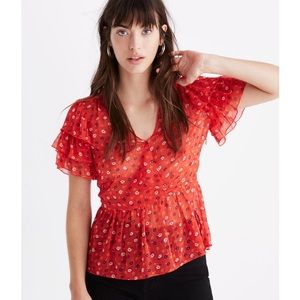 Madewell Tier-Sleeved Peplum Top